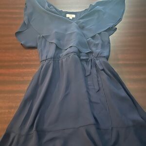 Elegant Navy Blue Chiffon Dress